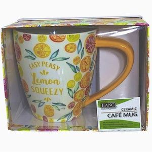 Lang Cat Coq Gift Mug with Reusable Gift Box Lemon Theme Floral Large 17 OZ